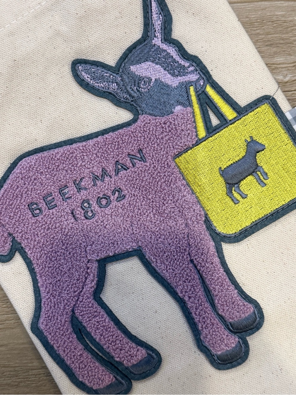 Beekman 1802 Purple Goat with Yellow Tote Patch